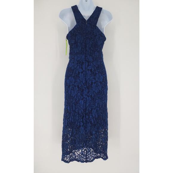 Sam Edelman Navy Blue Floral Lace Halter Midi Dress Size 2 NWT - Picture 12 of 12